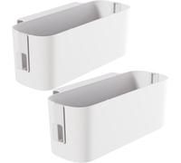 Yitobici 2 unidades de organizador de cama colgante, cestas colgantes con 2 ganchos extraíbles, mesita de noche resistente, dormitorio, para familia, oficina, color blanco