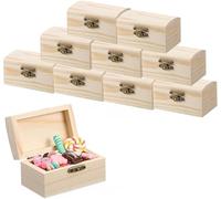 Yitobici Caja de madera pequeña,mini cofre del tesoro de madera, cofre rectangular, kit de manualidades para guardar y decorar (10 piezas)