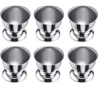 Yitobici Hueveras de Acero Inoxidable con Base Redonda, apilables, Juego de 6 bandejas Porta Huevos, Plateadas