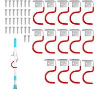 Yitobici Portaherramientas de jardín con ganchos de metal,portaherramientas con ganchos rojos, con 30 tornillos,portaherramientas para sistemas de organización de garaje, 15 piezas