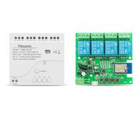 Yitouniu Tuya Smart Life 4 canales WiFi Momentary Inching Relé Módulo de Interruptor Autobloqueante, DC/AC 7-32V/USB 5V WiFi RF Bluetooth Relé Compatible con Alexa Goolge Home
