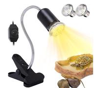 Yiukou Lámpara para Tortugas, Temperatura Ajustable, con 2 Bombillas Halógenas Uvb Uva de 50 W, Lámpara para Reptiles y Anfibios, Luz Amarilla