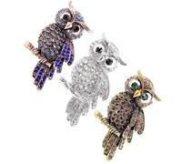 YIUPEDRFG 3 Pack/Lote de broches de Gato con Gemas de Diamantes de imitación para Mujer, Broche de 3 Piezas y broches de búho para alfileres para Mujer
