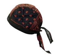 YIUPEDRFG Gorro de algodón estilo bandana, cómodo y duradero, para hombre, con diseño de calavera pirata, transpirable, secado rápido, suave y ligero, ideal para casco, naranja y negro, METRO