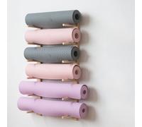Yiustldd Wall Mount Yoga Mat Holder, Wood Yoga Mat Rack for Commercial Gym, Freestanding Display Shelf for Hanging Exercise Mats