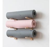 Yiustldd Wall Mount Yoga Mat Holder, Wood Yoga Mat Rack for Commercial Gym, Freestanding Display Shelf for Hanging Exercise Mats