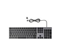 Yivandi Cable Connection UK QWERTY - Teclado USB con Teclado numérico, Color Negro, Teclado con Cable de Aluminio para Mac OS, Ordenador portátil, Plug N-Play.