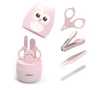 YIVEKO Kit de uñas para bebé 4 en 1 juego de cuidado de uñas para bebé cortauñas de bebé tijeras lima de uñas y pinzas kit de manicura y pedicura para recién nacidos bebés niños pequeños Rosa 2