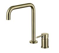 YIVELYYZG - Grifo de lavabo para cuarto de baño, grifo de lavabo dividido todo de cobre, mezclador de agua caliente y terrón de doble agujero, grifo de lavabo giratorio antisalpicaduras, cromado