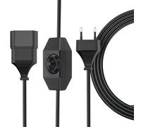 yivom 2M Cable alargador con enchufe plano europeo y regulador de intensidad LED con interruptor. Cable de extensión para lámpara regulable, Regulador de intensidad luz LED giratorio