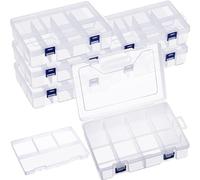 yivom 3 Piezas Caja de Almacenamiento de Plástico, Caja Organizadora Plástico Ajustable con Compartimentos Transparentes para Guardar Aretes, Cuentas, Tuercas