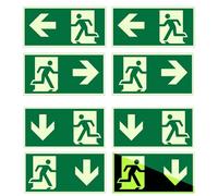 yivom 8 señales de salida de emergencia que se iluminan, para conductos de escape, 300 x 150 mm, PVC, autoadhesivas, salida de emergencia para hoteles, escuelas, edificios de oficinas (verde)