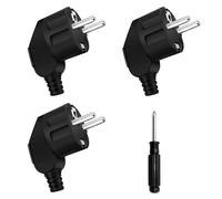 yivom Juego de 3 conectores Schuko con conector angular de 250 V/16 A, conector de protección de contacto con boquilla de protección contra torceduras, enchufe europeo para cable de 8 - 10 mm, incluye