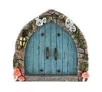 Yiwaso - Puerta de hadas en miniatura de madera, decoración de árbol y jardín de hadas, entrada para elfos y duendes - Estatuas de árboles