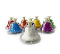 YIWENG Campanas de escritorio de metal con 8 notas, campanas de mano de arco iris, instrumentos de percusión, bordes lisos, regalo de cumpleaños, campanas de flores coloridas, campanas de escritorio