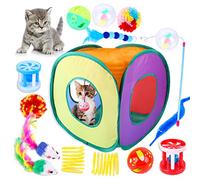 YIWENG Juguetes para gatos 15 piezas Juego de juguetes para gatitos Juguetes interactivos para gatos para gatos de interior con tienda de campaña plegable para gatos Túnel Juguete interactivo para gat