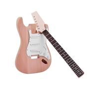 YIWENG Kit de guitarra eléctrica DIY sin terminar Barril de guitarra Piezas de repuesto de cuerpo de guitarra de madera en blanco Cuerpo de caoba Mástil de guitarra de arce Diapasón de palisandro 3