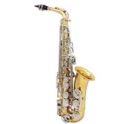YIWENG LADE Saxofón Alto Saxófono Latón Brillante Grabado Eb E-Flat Botón de Shell Blanco Natural Instrumento de Viento con los Guantes Caso Mute Paño de Limpieza Cepillo de Banda,Saxofón Alto