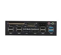 YIWENG Multi-Función USB 3.0 Hub eSATA SATA Port Lector de Tarjetas Interno PC Dashboard Media Panel Frontal Audio para Tarjetas de Memoria MS CF TF M2 MMC Se Adapta a la bahía de 5,25 ",Lector d