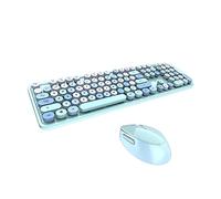 YIWENG Sweet Keyboard Mouse Combo Mixed Color 2.4G Teclado inalámbrico Mouse Set Tapa de tecla de suspensión Circular para PC Laptop Blue,Juego de Teclado y Mouse