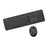 YIWENG Sweet Keyboard Mouse Combo Pure Color 2.4G Teclado inalámbrico Mouse Set Tapa de tecla de suspensión Circular para PC Laptop Black, Dulce