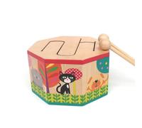 YIWENG Tambor de madera de dibujos animados, instrumento de ritmo de percusión de tambor octogonal de madera ambiental, 3 tonos, alto, medio y bajo