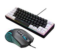 YIWENG V700BW+X100 Kit de teclado y mouse USB para computadora con retroiluminación RGB con cable de 61 teclas + mouse para juegos con cable Iluminación LED colorida 4 niveles DPI Max.3600DPI para PC,