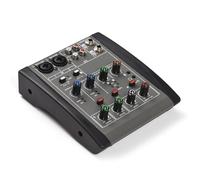 YIWEOG Consola mezcladora de audio de 4 canales, alimentación fantasma de 48 V para grabación en estudio en casa, transmisión en vivo en red de DJ, consola de mezclas profesional multifuncional, fuent