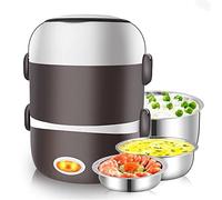YIWEOG Fiambrera eléctrica de tres capas de acero inoxidable H45199EUAH-ES-WL2 para calentar arroz, enchufe para trabajadores de oficina, calefacción eléctrica, fiambrera con aislamiento térmico