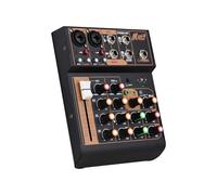 YIWEOG Mezclador de audio Consola mezcladora de DJ portátil de 4 canales Mini tablero de mezcla de sonido con USB BT 48V Phantom Power EQ de 3 bandas Botón Loopback Consola de audio para presentacione