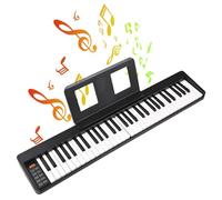 YIWEOG Piano electrónico plegable de 61 teclas Órgano electrónico multifuncional Teclado de piano sensible de 61 teclas con pantalla LCD Batería recargable incorporada Conectividad BT Instrumento musi