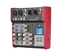YIWEOG SL-4 Mezclador de consola de mezcla de 4 canales de tamaño compacto EQ de 2 bandas Alimentación fantasma de 48 V incorporada Admite conexión BT Reproductor de MP3 USB para grabar DJ Network Liv