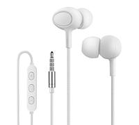 Yiwiso Auriculares para Dormir, Auriculares In Ear con Cable y Micrófono y Control de Volumen, Cómodos Auriculares con Cable para Dormir, Diseño Pequeño y Ligero, Blanco