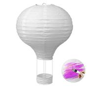 YIWONFU 1 farolillo de papel ignífugo, 30 cm de diámetro, blanco, plegable, globo aerostático con góndola y gancho de metal, pantalla decorativa para manualidades, cumpleaños
