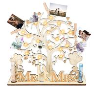 YIWONFU Árbol de Dinero de Madera para Regalo de Boda, decoración del árbol de la Vida, Set de Regalo romántico Mr & Mrs Que Incluye Tarjeta y Cinta, Regalo de Dinero Ideal para los Novios
