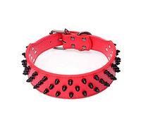 Yiwong Collar de Cuero para Perro con Púas, Collar para Perro con Remache de Clavo de Bala, Collar para Perro de Piel con Tachuelas, para tamaño Mediano, Pitbull, Bulldog inglés