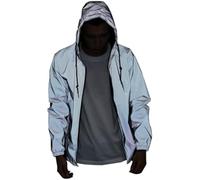 YIWOYI Cortavientos reflectante, resistente al viento y al agua, chaqueta de visibilidad nocturna que cambia de color, abrigo deportivo nocturno hiphop, Negro, L