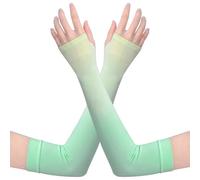 YIXANNX 1 par de mangas de brazo refrigeración con protección UV, protección solar UPF 50 para entretenimiento en la construcción del cuerpo, correr, ciclismo, golf, Gradiente amarillo verde