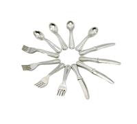 YIXANNX 12 Uds. De Platos en Miniatura, Mini Kit de casa Realista, Tenedor, vajilla simulación pequeña, Modelo, Accesorios Minihouse, Regalo significativo, A-Plata