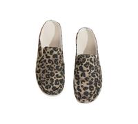 YIXANNX 2 uds zapatillas suaves y cómodas con estampado de mujer con suela de goma antideslizante tela zuecos y mulas lona para mujer, Leopardo, 42.1