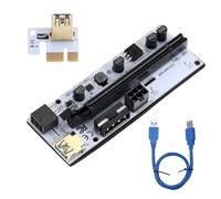 YIXANNX Adaptador PCI-E 1X a 16X, 4 condensadores sólidos, convertidor USB 3,0 PCI-, Puerto de alimentación de 6 Pines y 4 Pines, Suministros para PC Escritorio, Piezas actualización, Azul