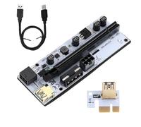YIXANNX Adaptador PCI-E 1X a 16X, 4 condensadores sólidos, convertidor USB 3,0 PCI-, Puerto de alimentación de 6 Pines y 4 Pines, Suministros para PC Escritorio, Piezas actualización, Negro
