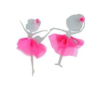 YIXANNX Adorno para tarta de bailarina de ensueño para fiesta cumpleaños, adornos para cupcakes bailarina con purpurina para niña, decoración para boda, Rosa plateada