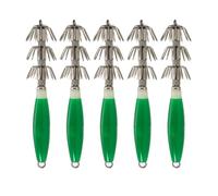 YIXANNX Anzuelos de Plantilla de Calamar Tres Capas para Evitar el desacoplamiento noctilucente más obvio Acero Alto Carbono Que Brilla en la Oscuridad Anzuelo Pesca, Verde 5 Piezas