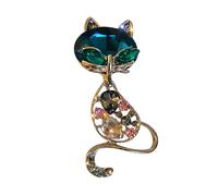 YIXANNX Broche de animal con diamantes de imitación, accesorio regalo gato atractivo y moderno, adecuado para cualquier ocasión, solapas, broche animal bonito, ramillete para damas y niñas,