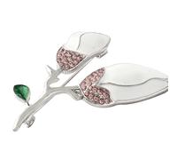 YIXANNX Broches Magnolia con diamantes de imitación Esmalte Pins Broche de gama Aleación Vestido noche Regalos para mujeres para el Día San Valentín