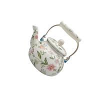 YIXANNX Hervidor de agua esmaltado floral verde de 5 l, gran capacidad, ideal para cocina, oficina o reuniones al aire libre. Sirve varias tazas. Esmalte grueso para el hogar.