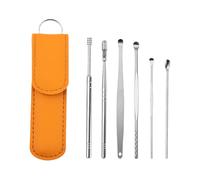 YIXANNX Juego de 6 palillos para los oídos, palillos de acero inoxidable, Kit removedor cera para los oídos, recogedores extracción curetas pulidas lavables para el hogar