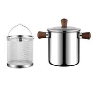 YIXANNX Olla pequeña para freír con colador y doble asa. Herramienta para cocinar papas fritas, nuggets de pollo y aros de calamar. Mini freidora aceite con colador.