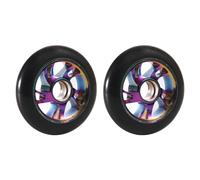 YIXANNX Paquete de 2 Ruedas para Patinete, 100mm, PU, 5 radios, monopatín, Maleta, bujes, Rodillo, Repuesto portátil, Accesorios de Repuesto, Vistoso